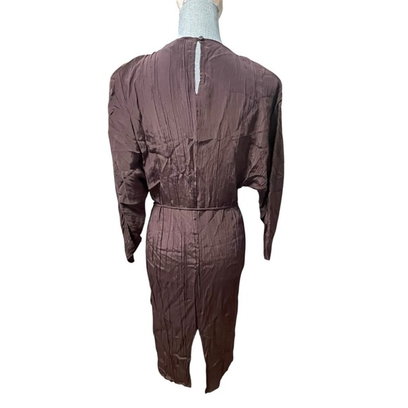 Stockholm Atelier & Other Stories Brown Crinkle Midi Dress – Size 0 - Picture 4 of 11